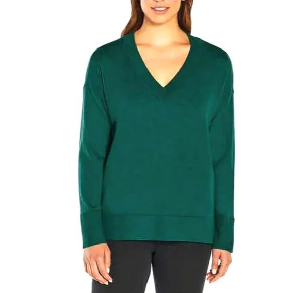 Banana Republic XL Forest Green 100% Merino Wool Sweater Womens V-Neck Oversized - Picture 1 of 6